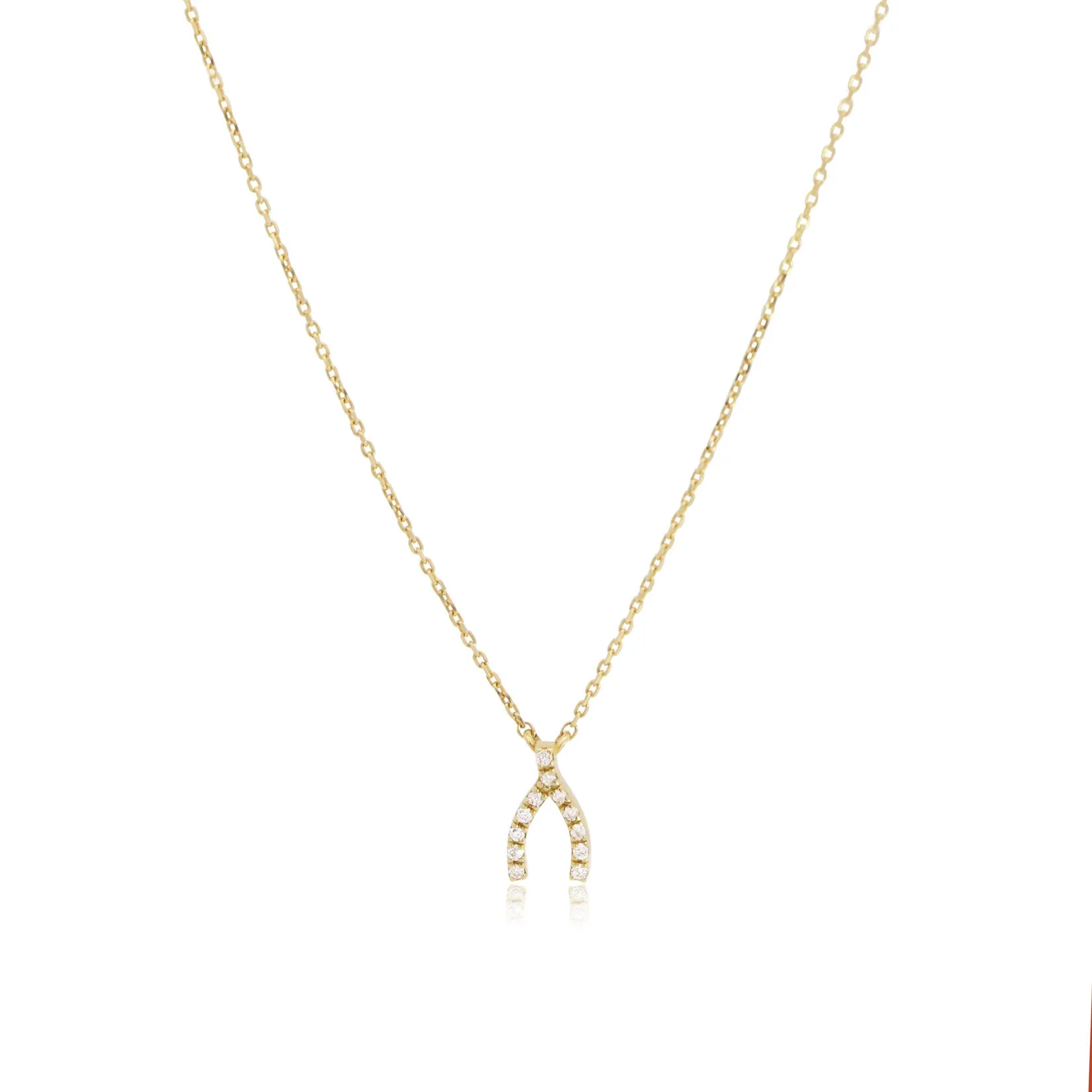 Mini Diamond Wishbone Necklace