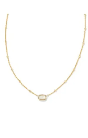 Mini Elisa Gold Satellite Short Pendant Necklace in Ivory Mother-of-Pearl