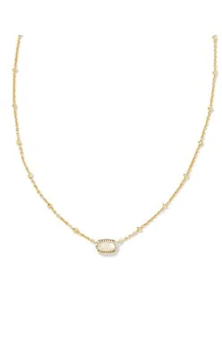 Mini Elisa Gold Satellite Short Pendant Necklace in Ivory Mother-of-Pearl