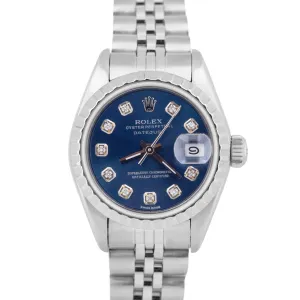 MINT PAPERS Rolex Oyster Perpetual Date BLUE DIAMOND 26 Jubilee Watch 69240 BOX