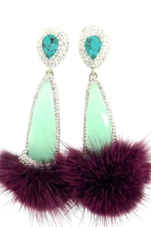Mint Winterland Fur Multicolor Earrings