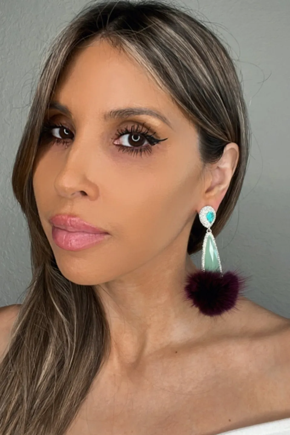 Mint Winterland Fur Multicolor Earrings