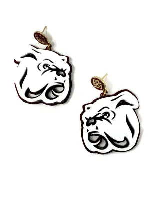 Mississippi State Bulldogs White Earrings
