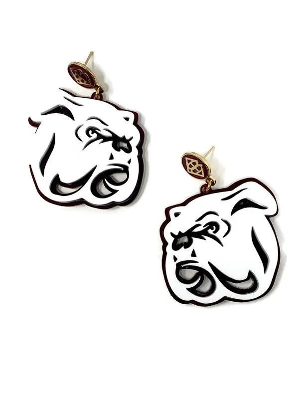 Mississippi State Bulldogs White Earrings