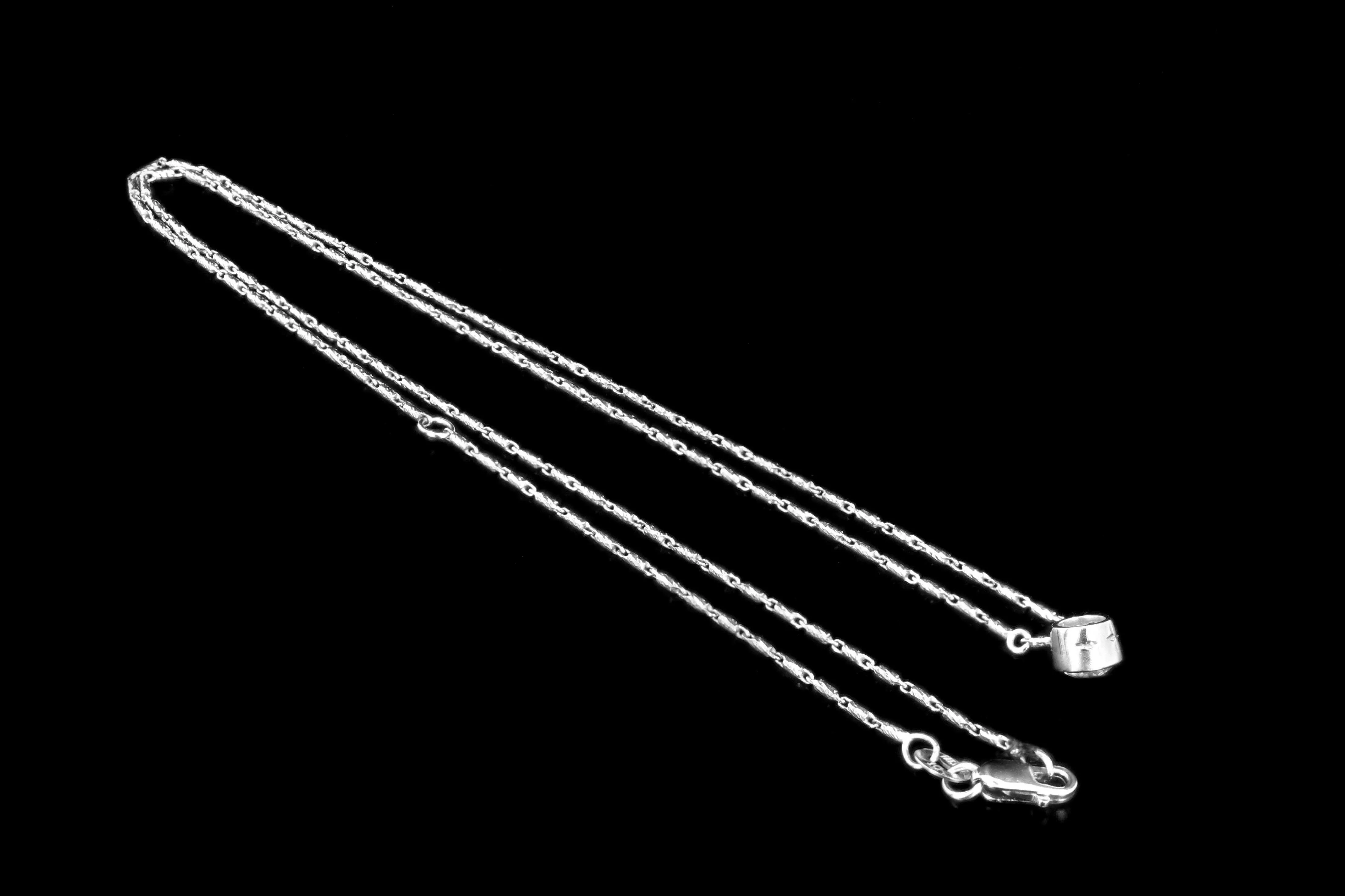 Modern 14K White Gold .6 CT Old European Cut Diamond Pendant