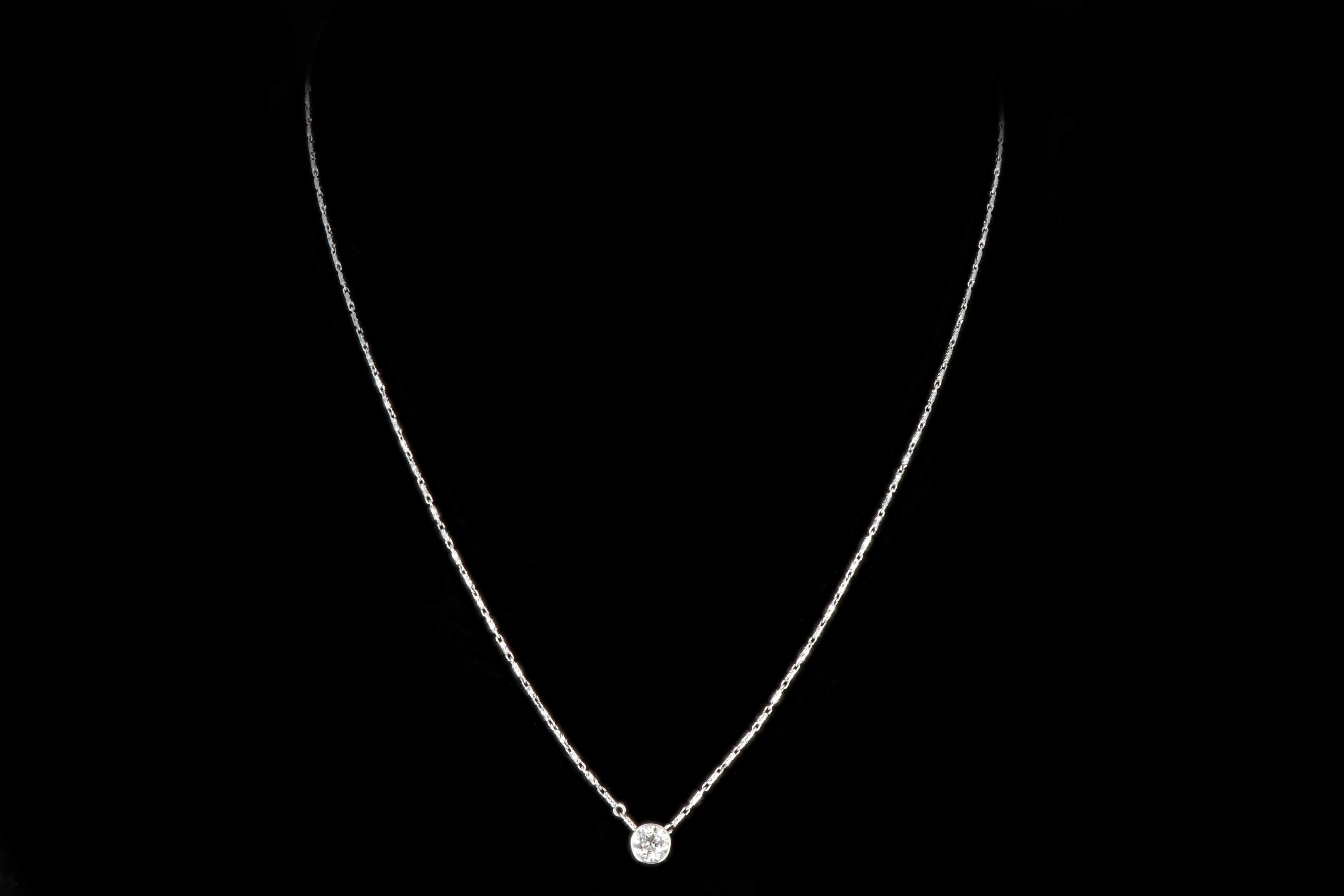 Modern 14K White Gold .6 CT Old European Cut Diamond Pendant