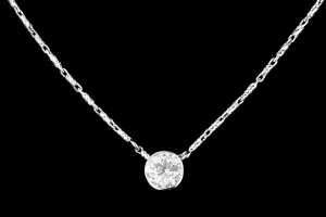 Modern 14K White Gold .6 CT Old European Cut Diamond Pendant
