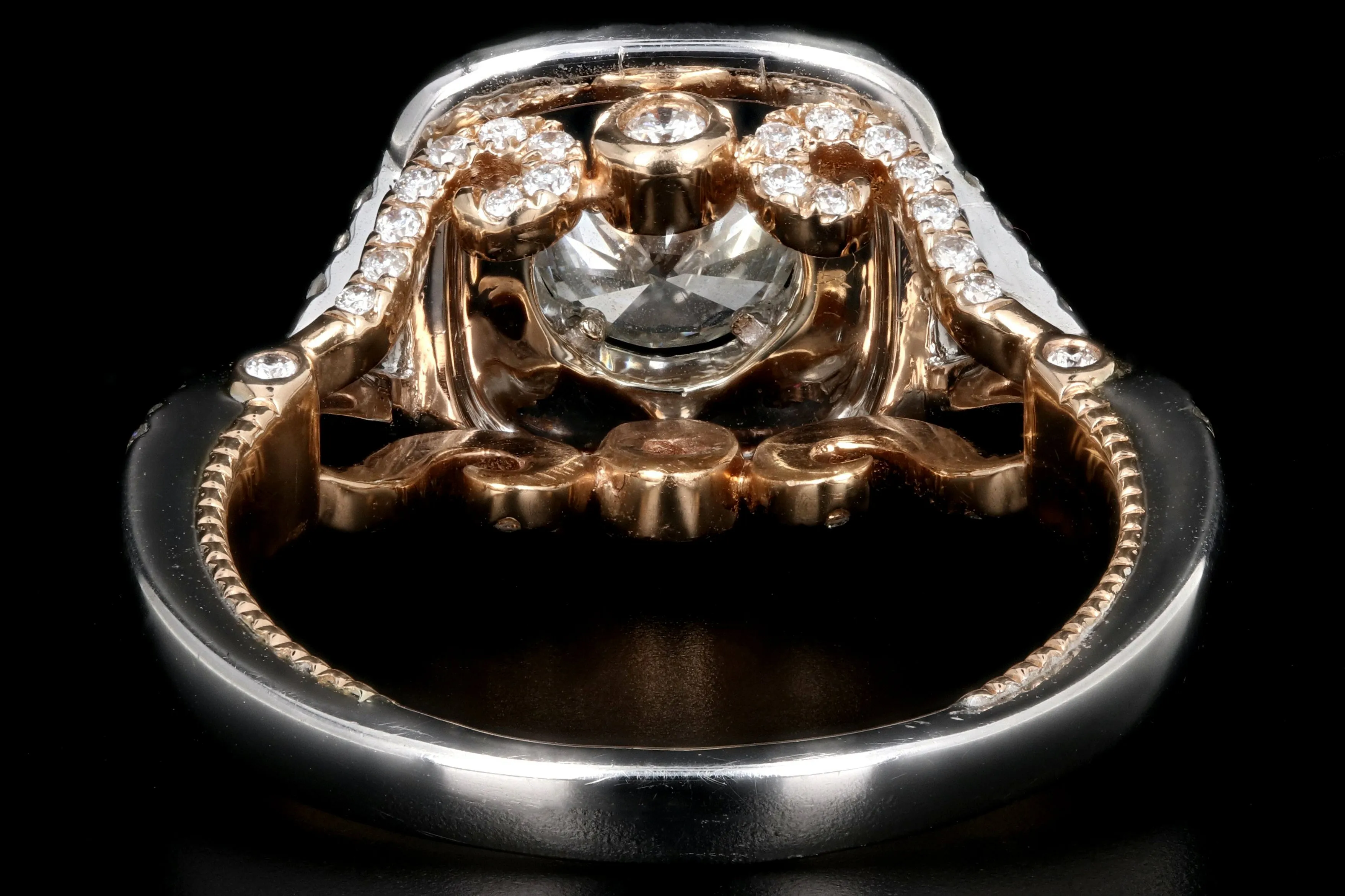 Modern 14K White Gold .70 CTR Diamond Double Halo Engagement Ring