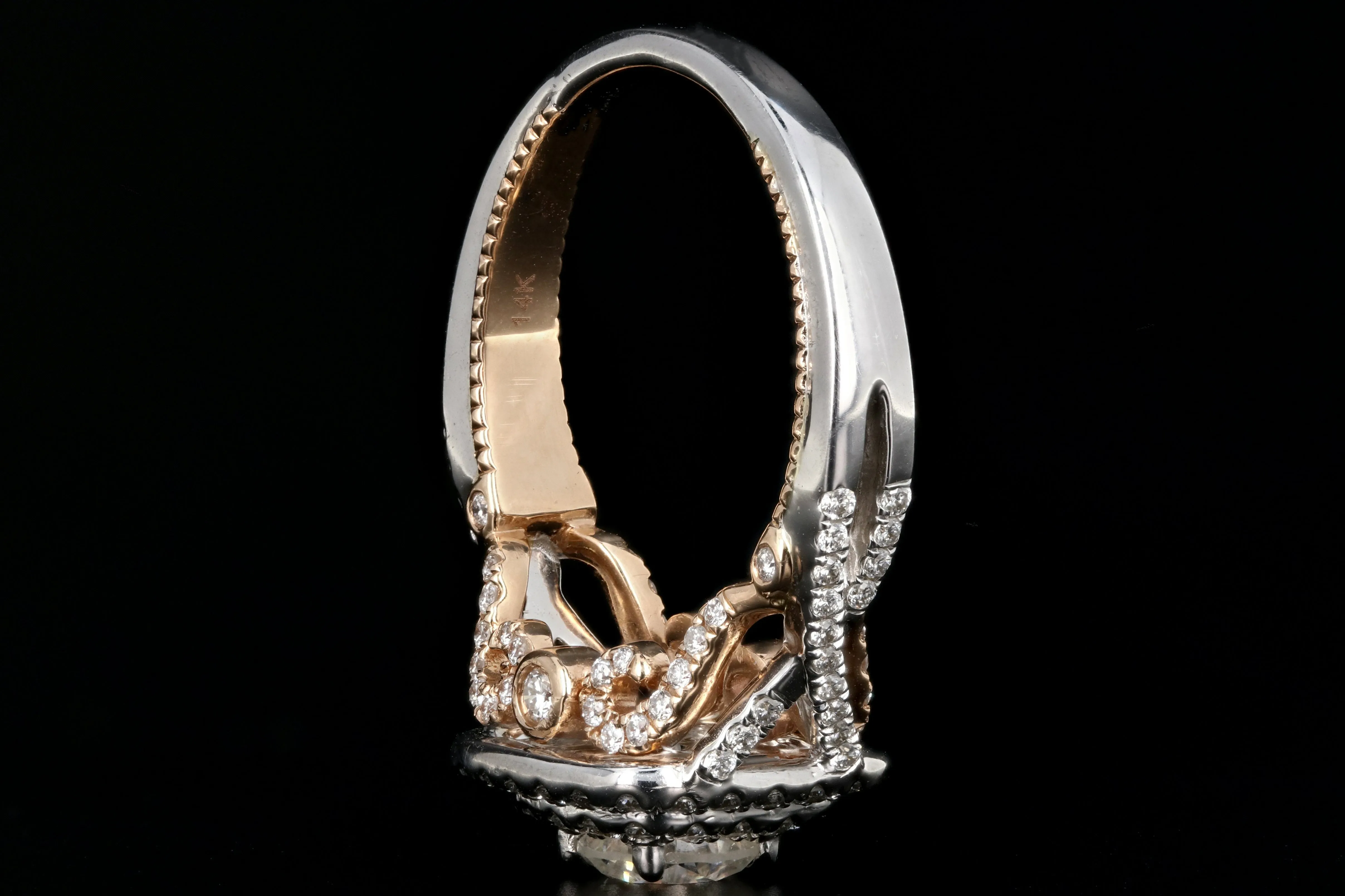 Modern 14K White Gold .70 CTR Diamond Double Halo Engagement Ring