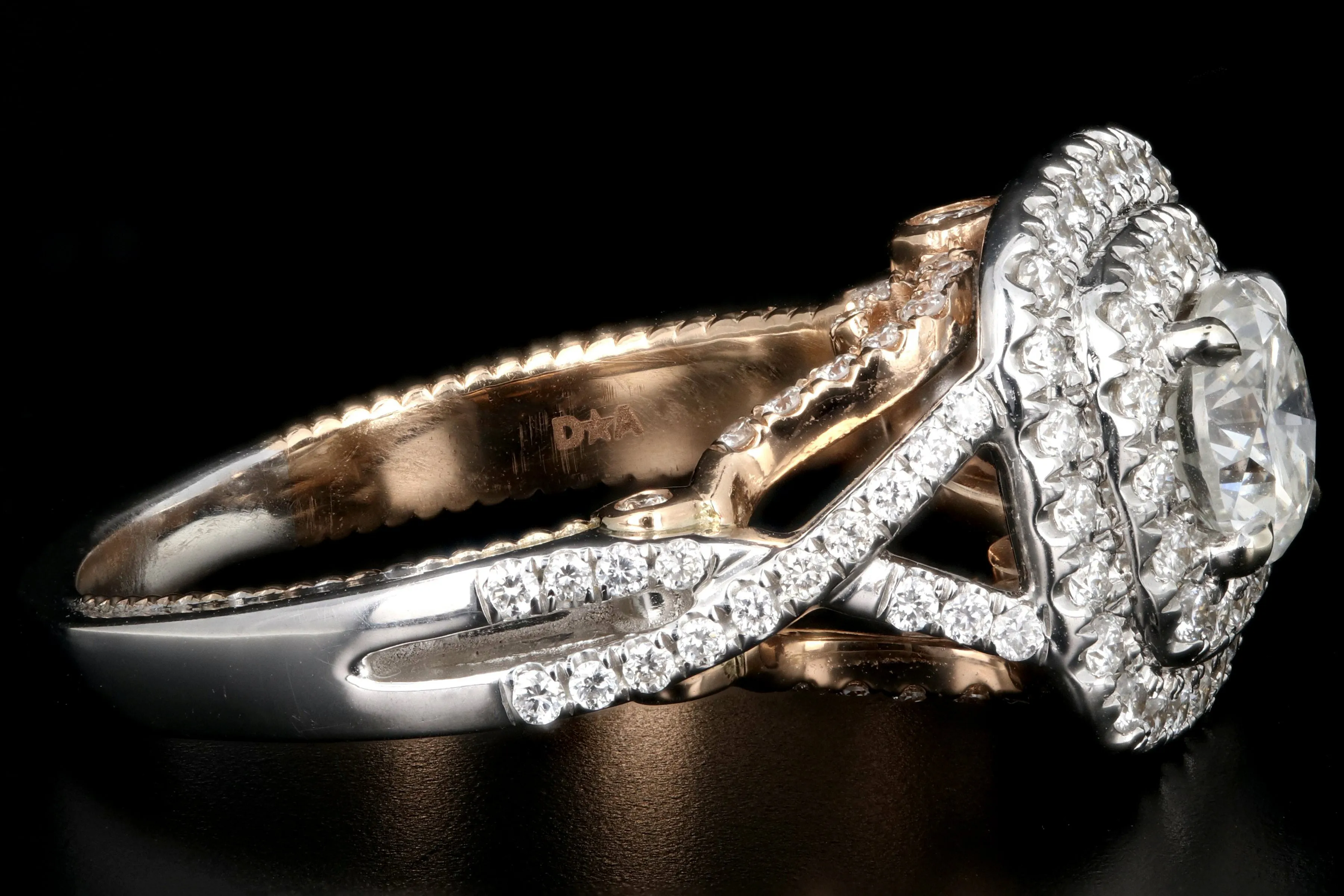 Modern 14K White Gold .70 CTR Diamond Double Halo Engagement Ring