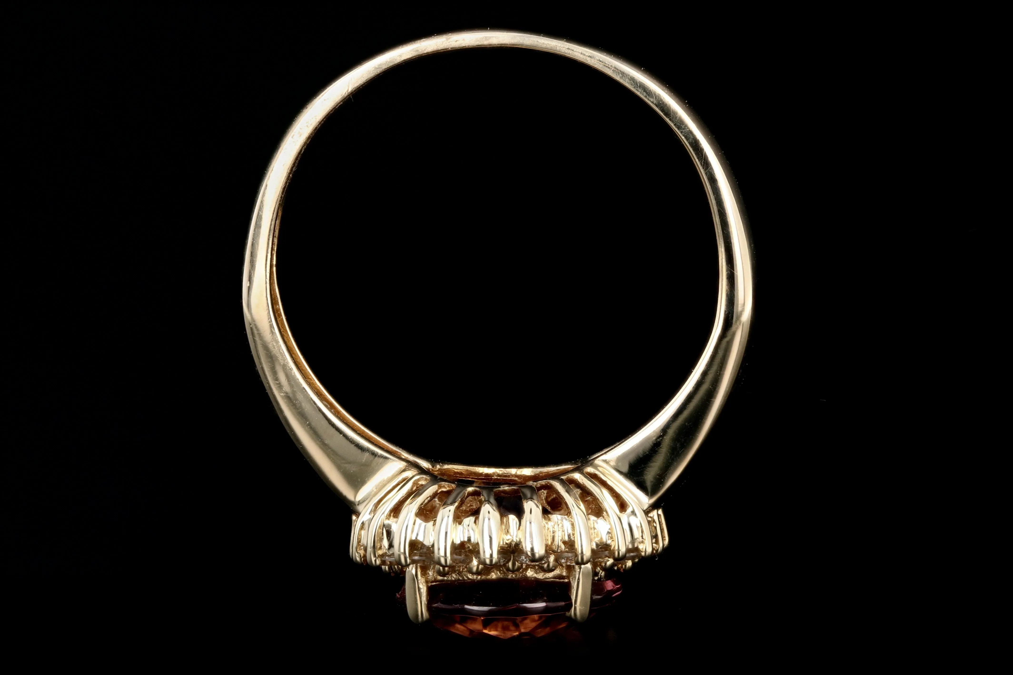 Modern 14K Yellow Gold 3.5 Carat Pink Tourmaline Diamond Halo Ring
