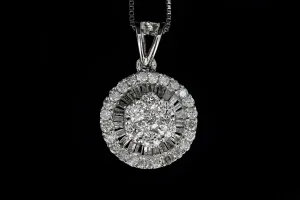 Modern 18K White Gold .5 Carat Diamond Weight Total Pendant Necklace