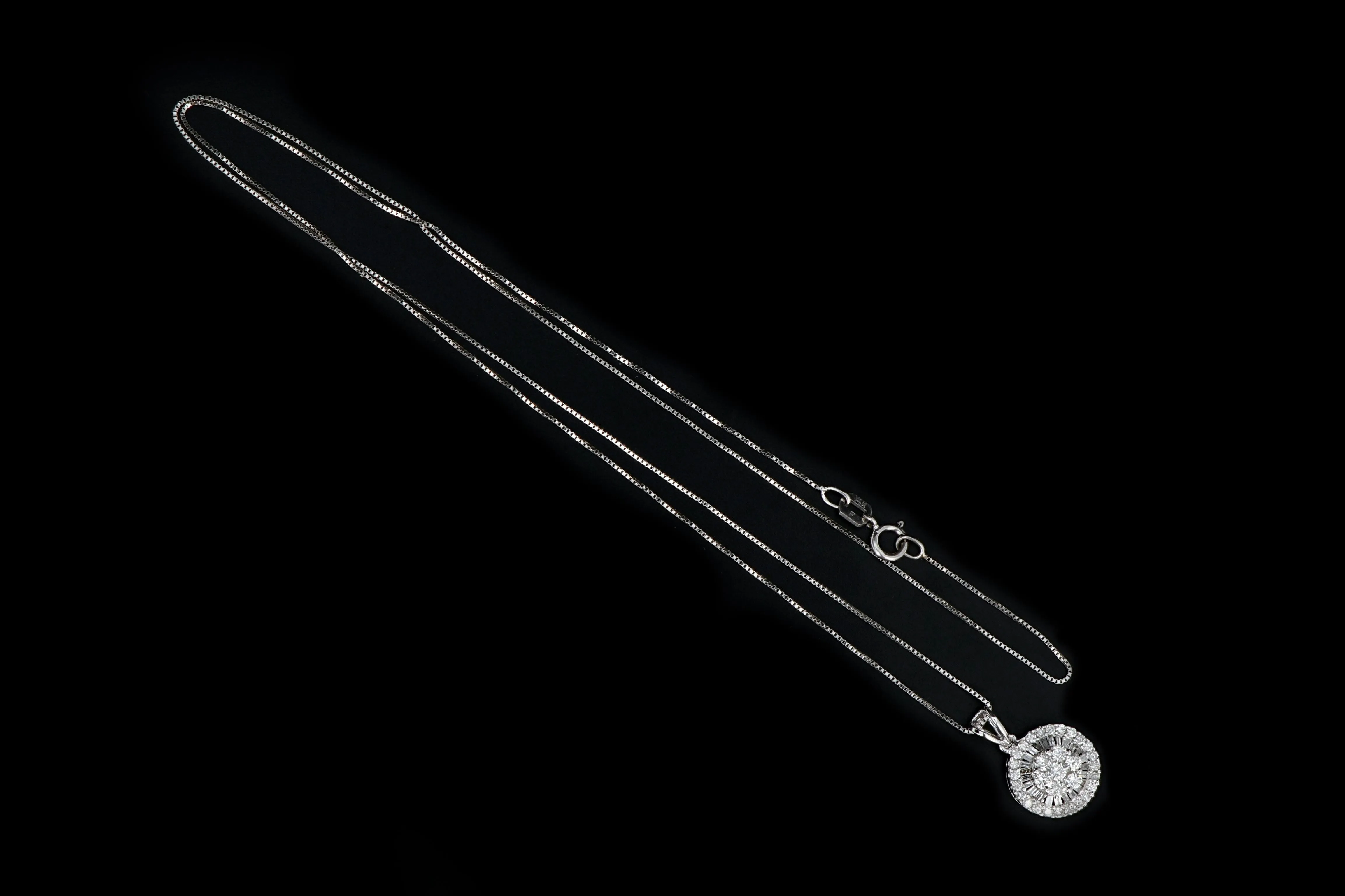 Modern 18K White Gold .5 Carat Diamond Weight Total Pendant Necklace