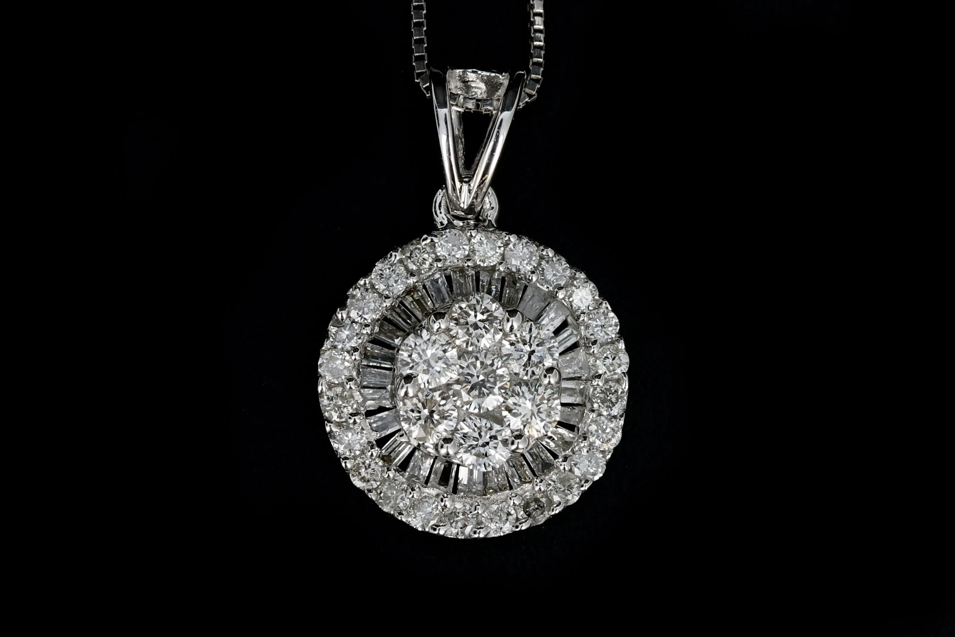 Modern 18K White Gold .5 Carat Diamond Weight Total Pendant Necklace