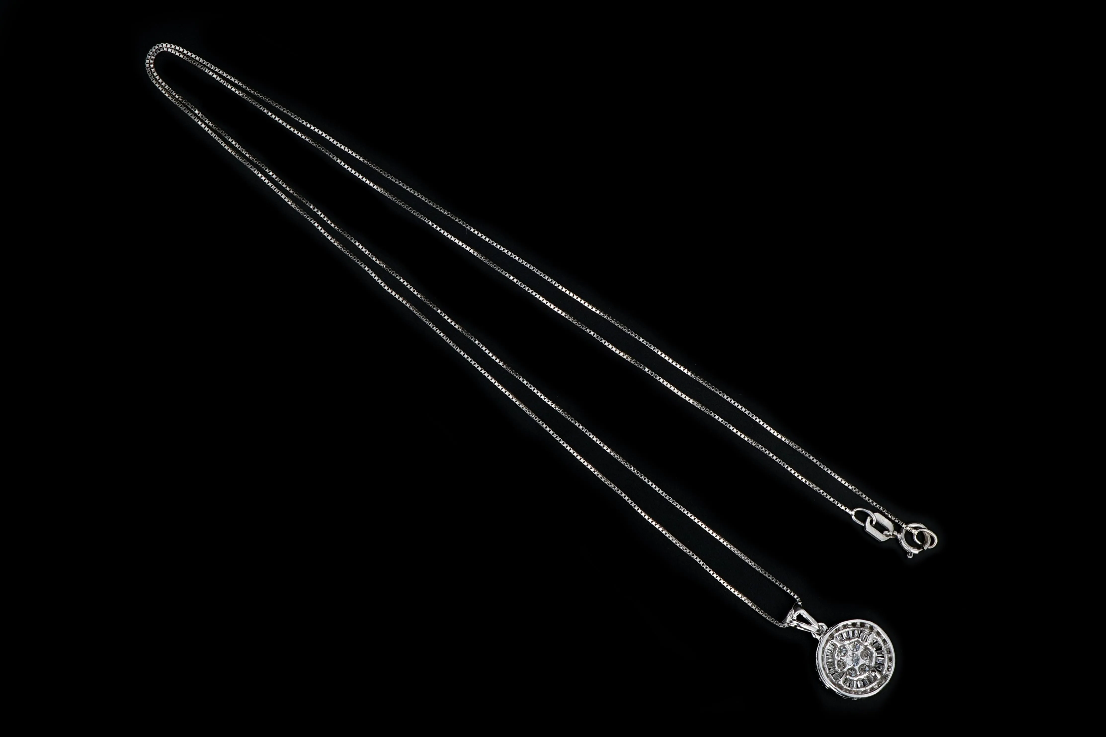 Modern 18K White Gold .5 Carat Diamond Weight Total Pendant Necklace