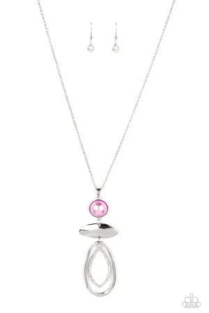 Modern Day Demure - Purple - Iridescent Rhinestone and Purple Pearl Pendant Paparazzi Long Necklace