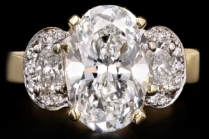 Modern Gregg Ruth 3.27 Carat Oval Diamond Engagement Ring GIA Certified