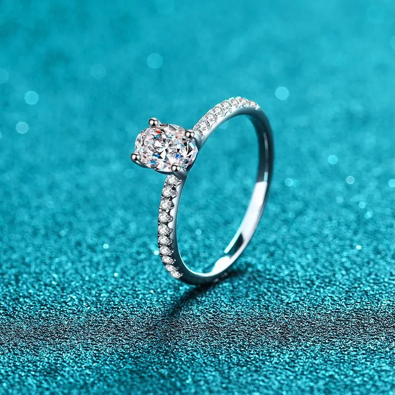 Moissanite Wedding Ring, Oval Cut Statement Ring-RM019