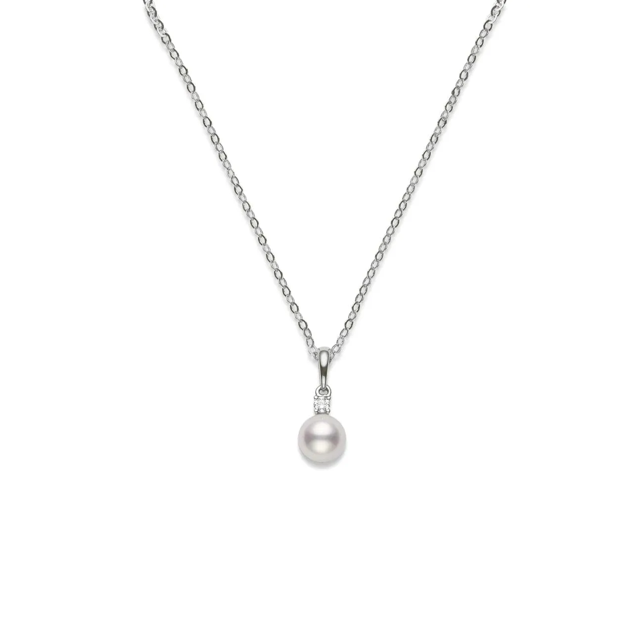 Morning Dew 18K White Gold Akoya Cultured Pearl Pendant Necklace