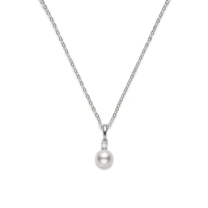 Morning Dew 18K White Gold Akoya Cultured Pearl Pendant Necklace