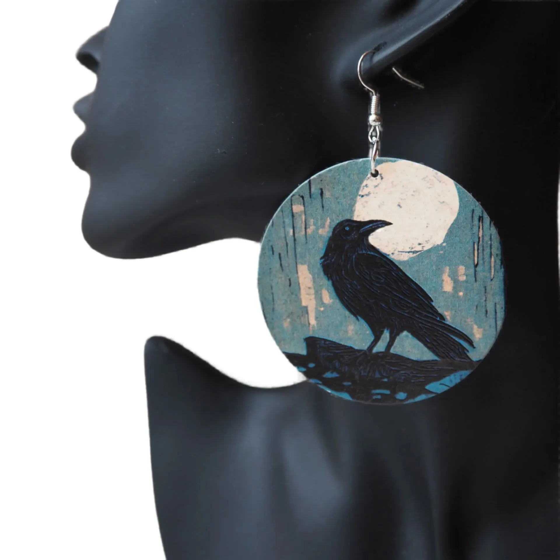 Mosswood Raven Moon Earrings
