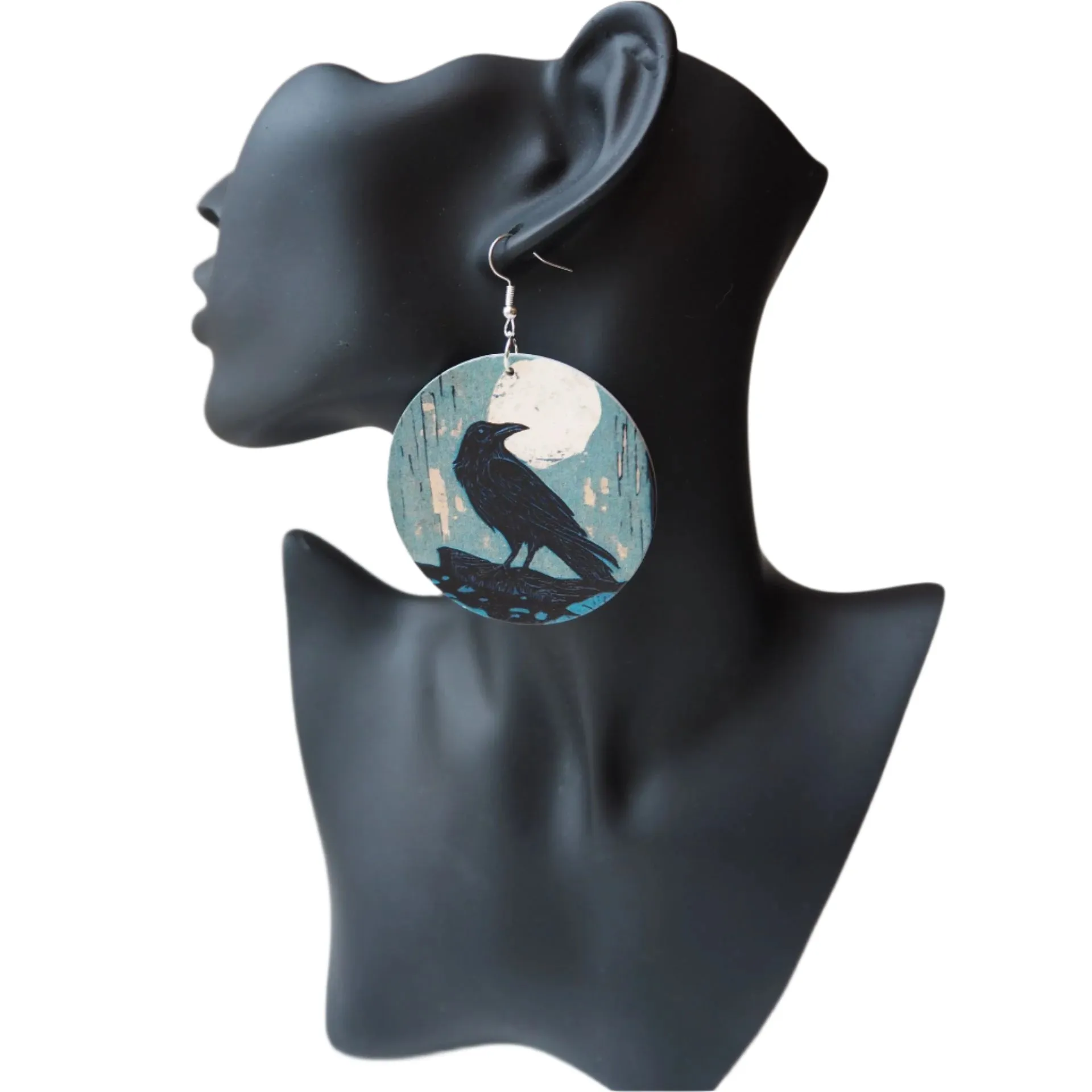 Mosswood Raven Moon Earrings