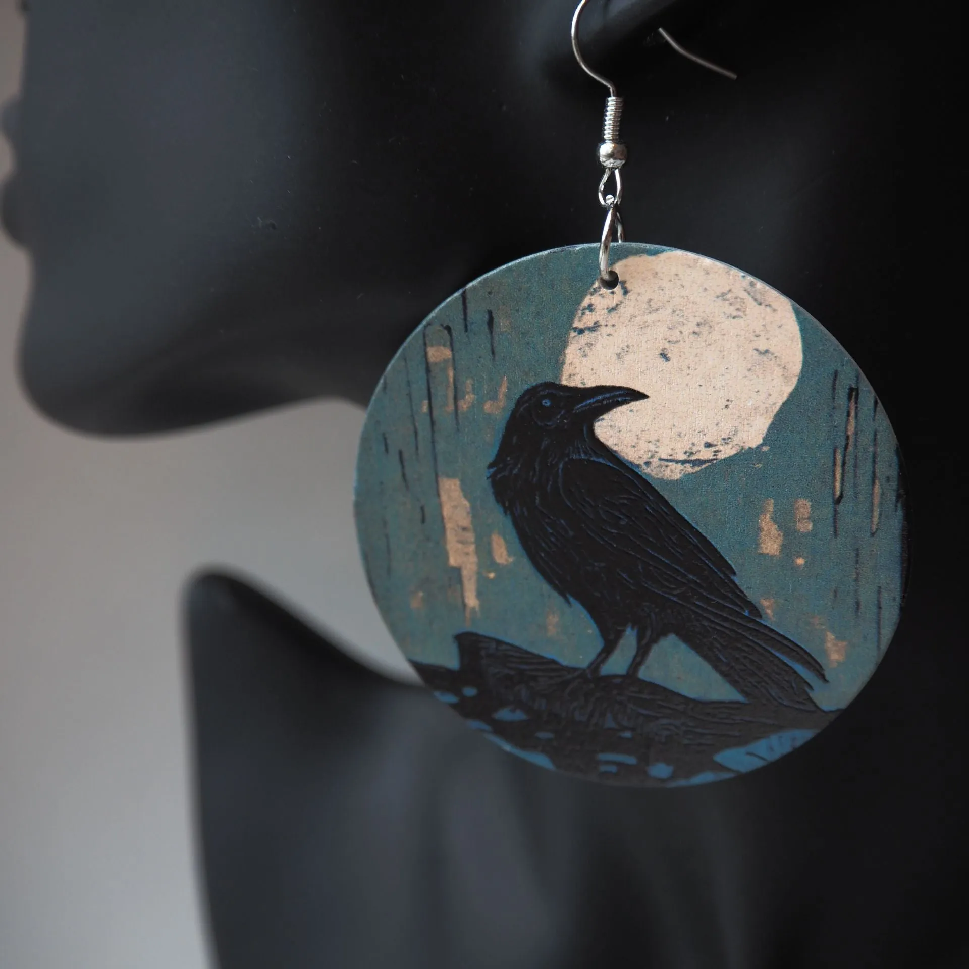 Mosswood Raven Moon Earrings