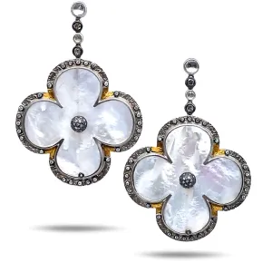 Mother of Pearl Flower Sterling Silver Drop Earrings