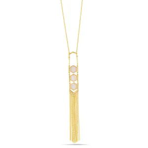 MOTHER OF PEARL GOLD TASSEL  NECKLACES #SQ321-163087G (LG5)