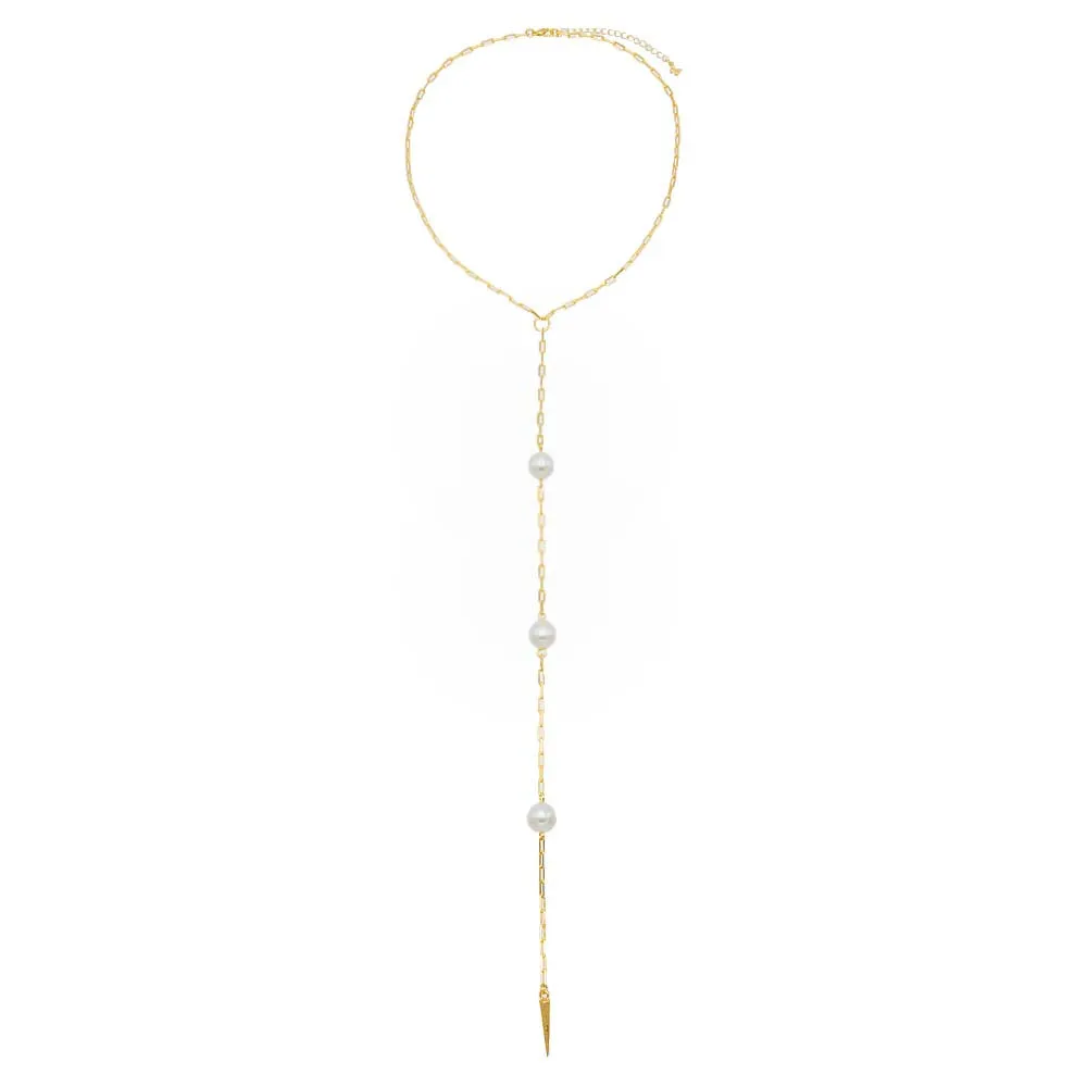 Multi Pearl Link Lariat Necklace