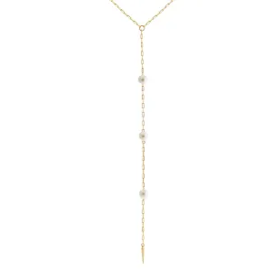 Multi Pearl Link Lariat Necklace