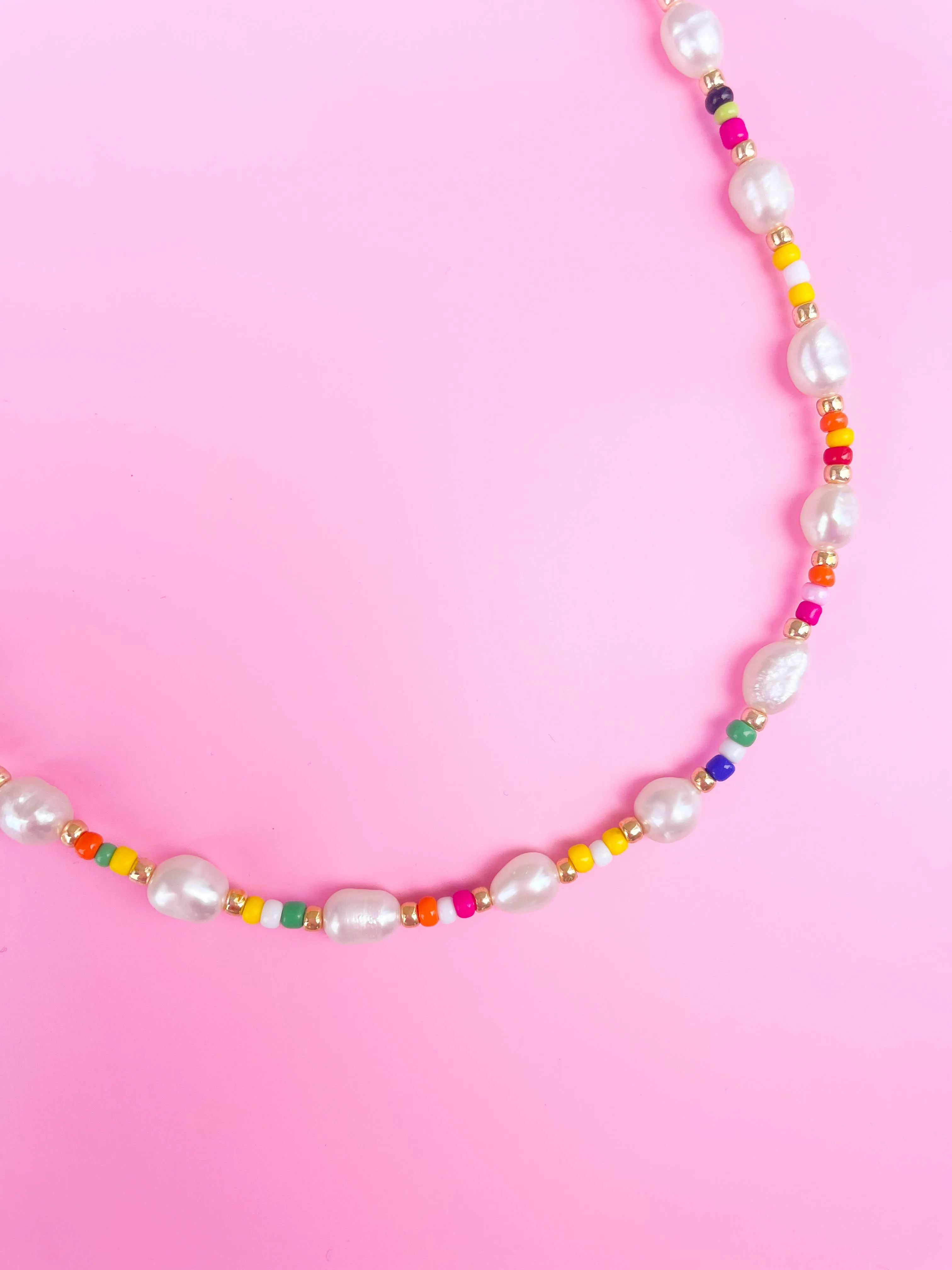 Multi-Pearl Rainbow Bead Necklace