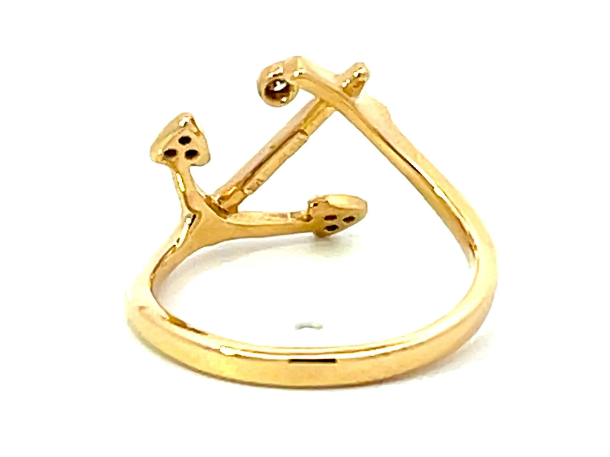 Nahoku Diamond Anchor Ring in 14K Yellow Gold
