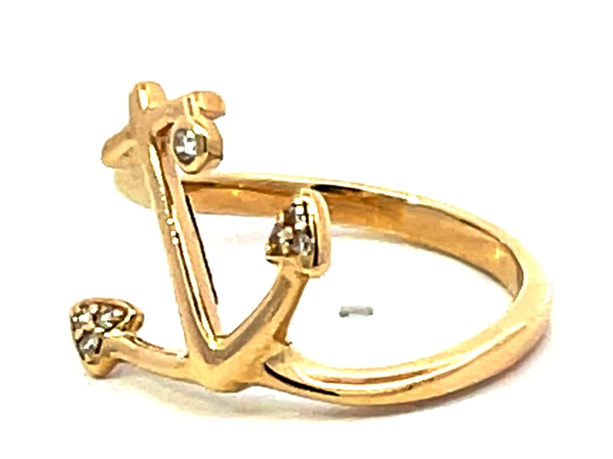 Nahoku Diamond Anchor Ring in 14K Yellow Gold