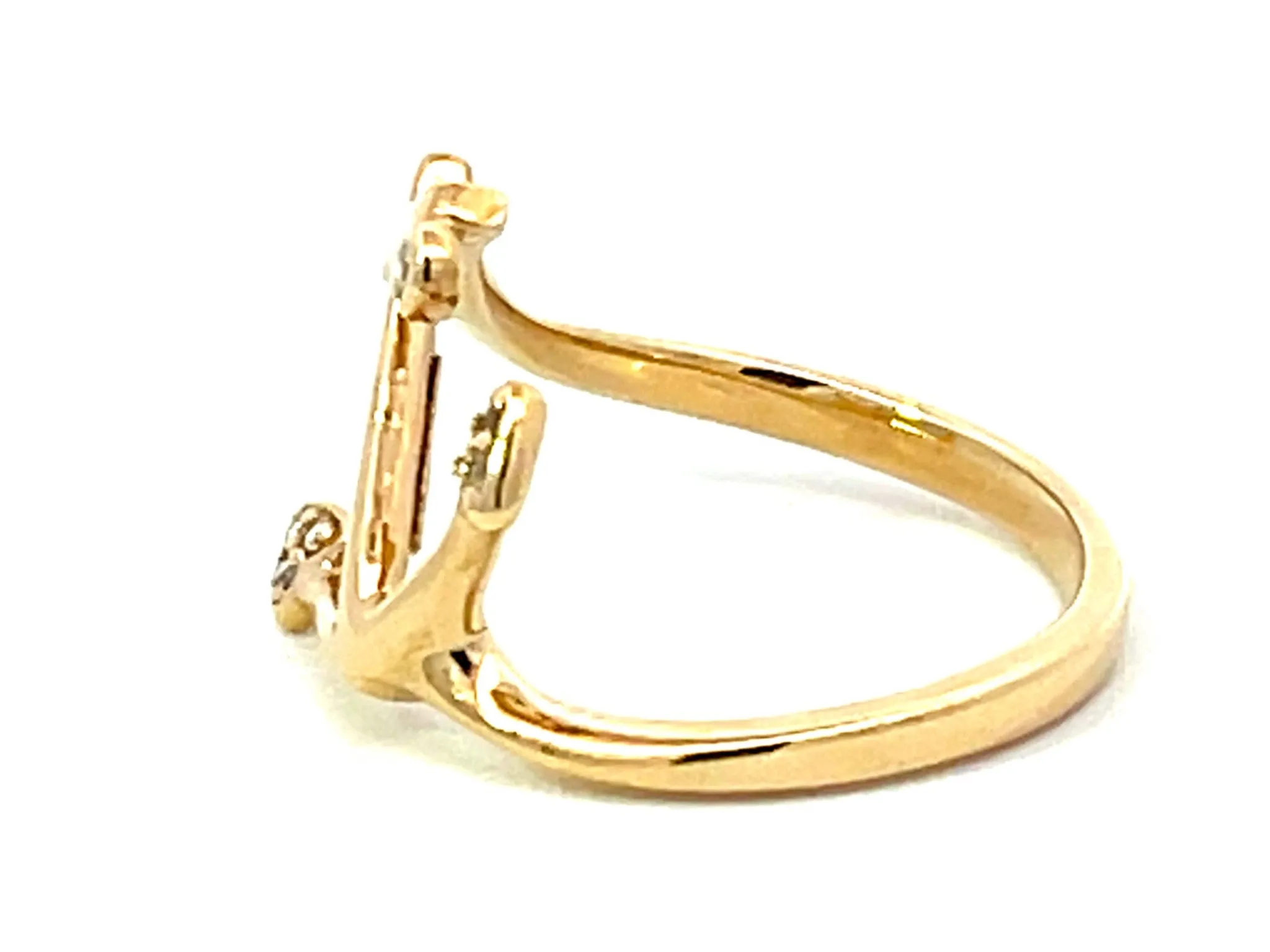 Nahoku Diamond Anchor Ring in 14K Yellow Gold