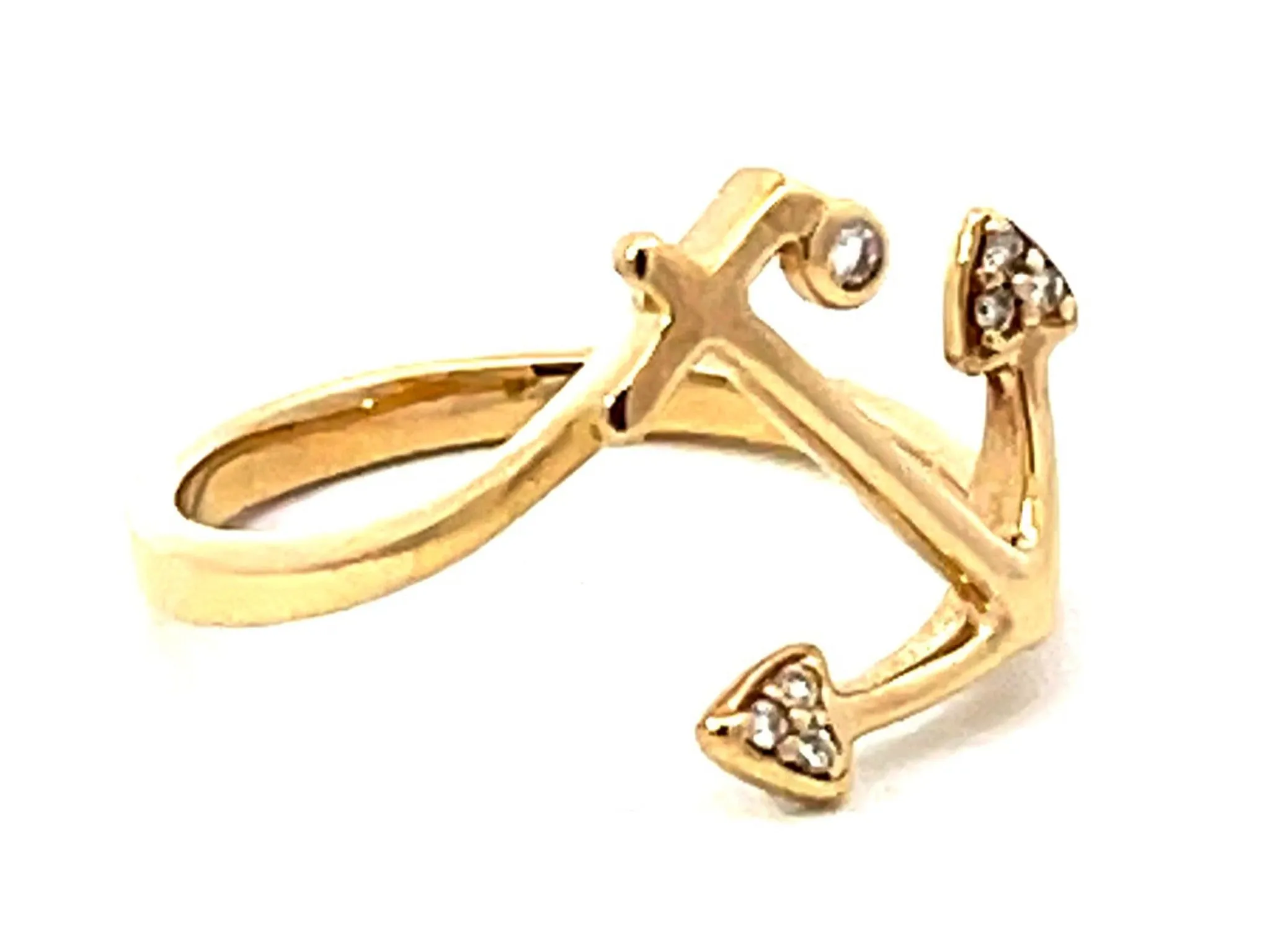 Nahoku Diamond Anchor Ring in 14K Yellow Gold