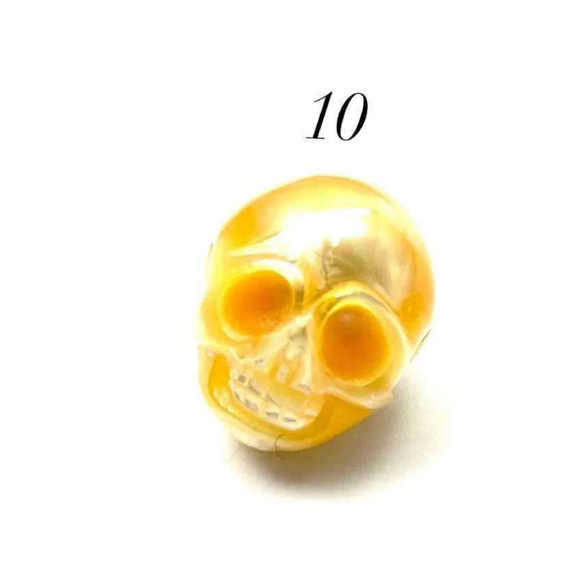 Natural golden south sea hand carved skull pearl, SKU# 1190