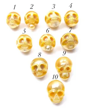 Natural golden south sea hand carved skull pearl, SKU# 1190
