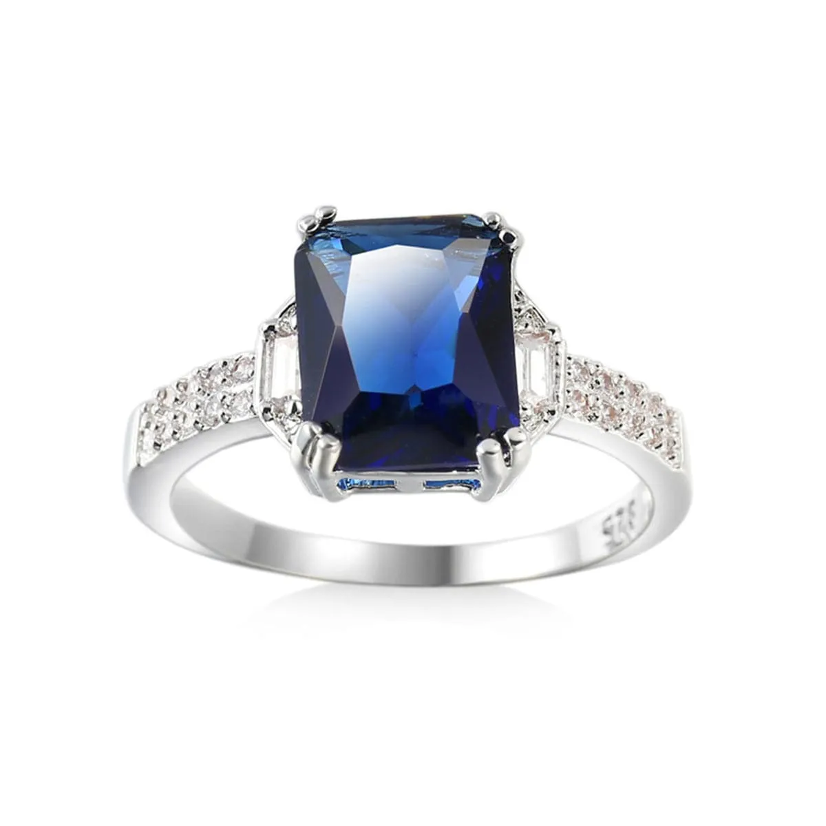 Navy Crystal & Cubic Zirconia Radiant-Cut Ring