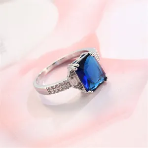 Navy Crystal & Cubic Zirconia Radiant-Cut Ring