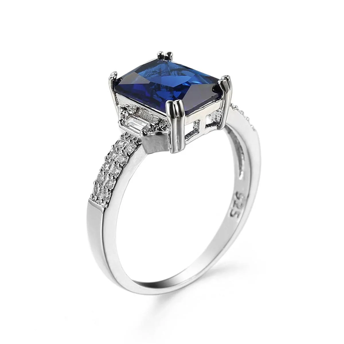 Navy Crystal & Cubic Zirconia Radiant-Cut Ring
