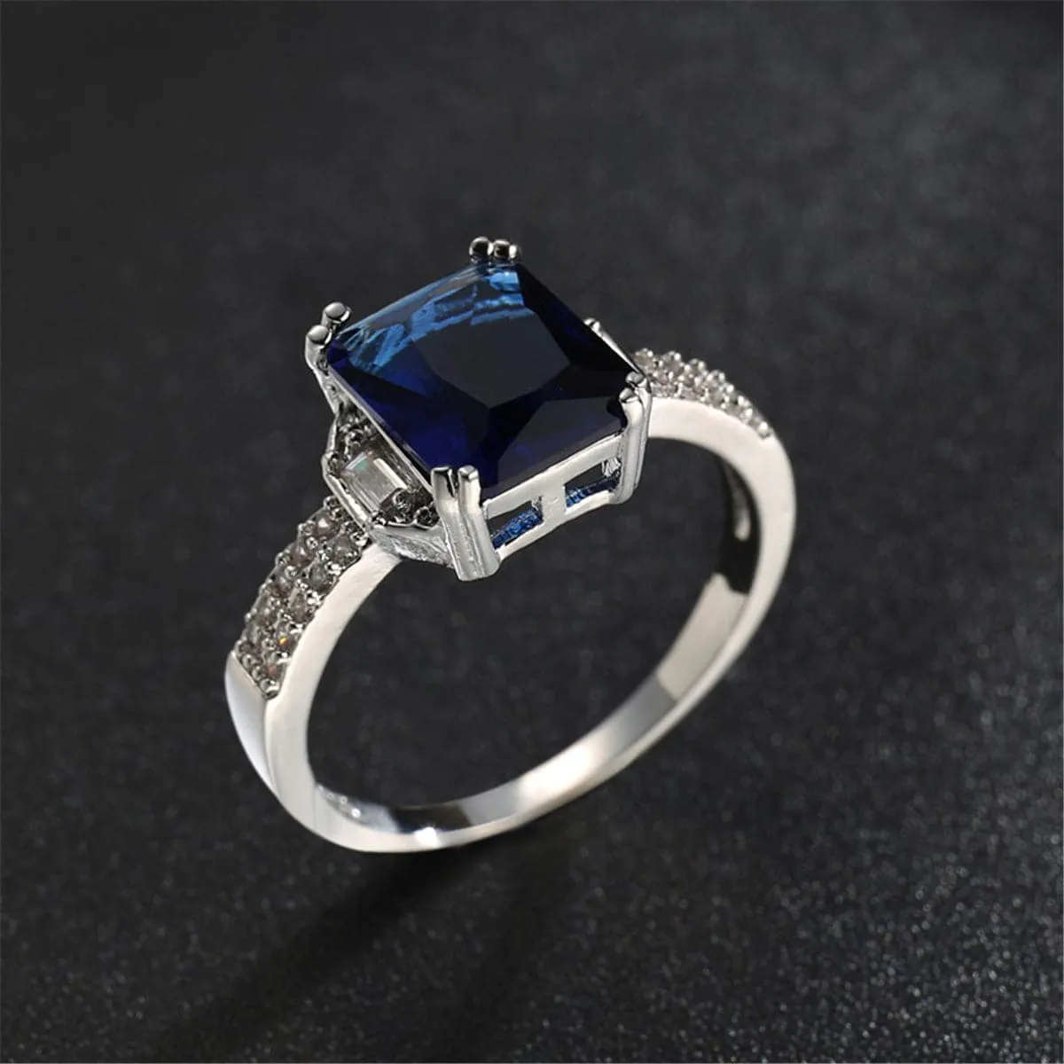 Navy Crystal & Cubic Zirconia Radiant-Cut Ring