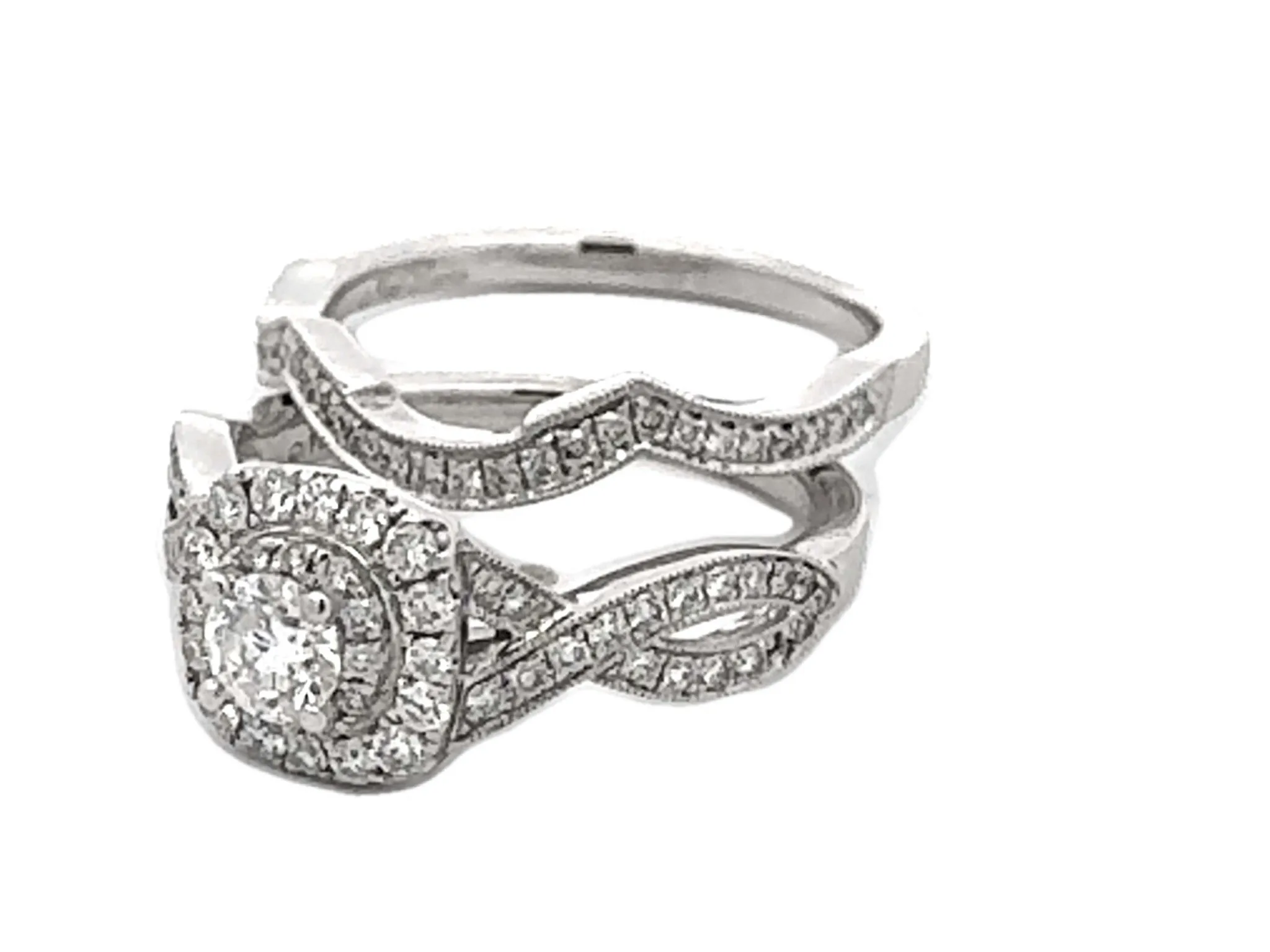 Neil Lane Diamond Engagement Ring and Matching Band 14k White Gold