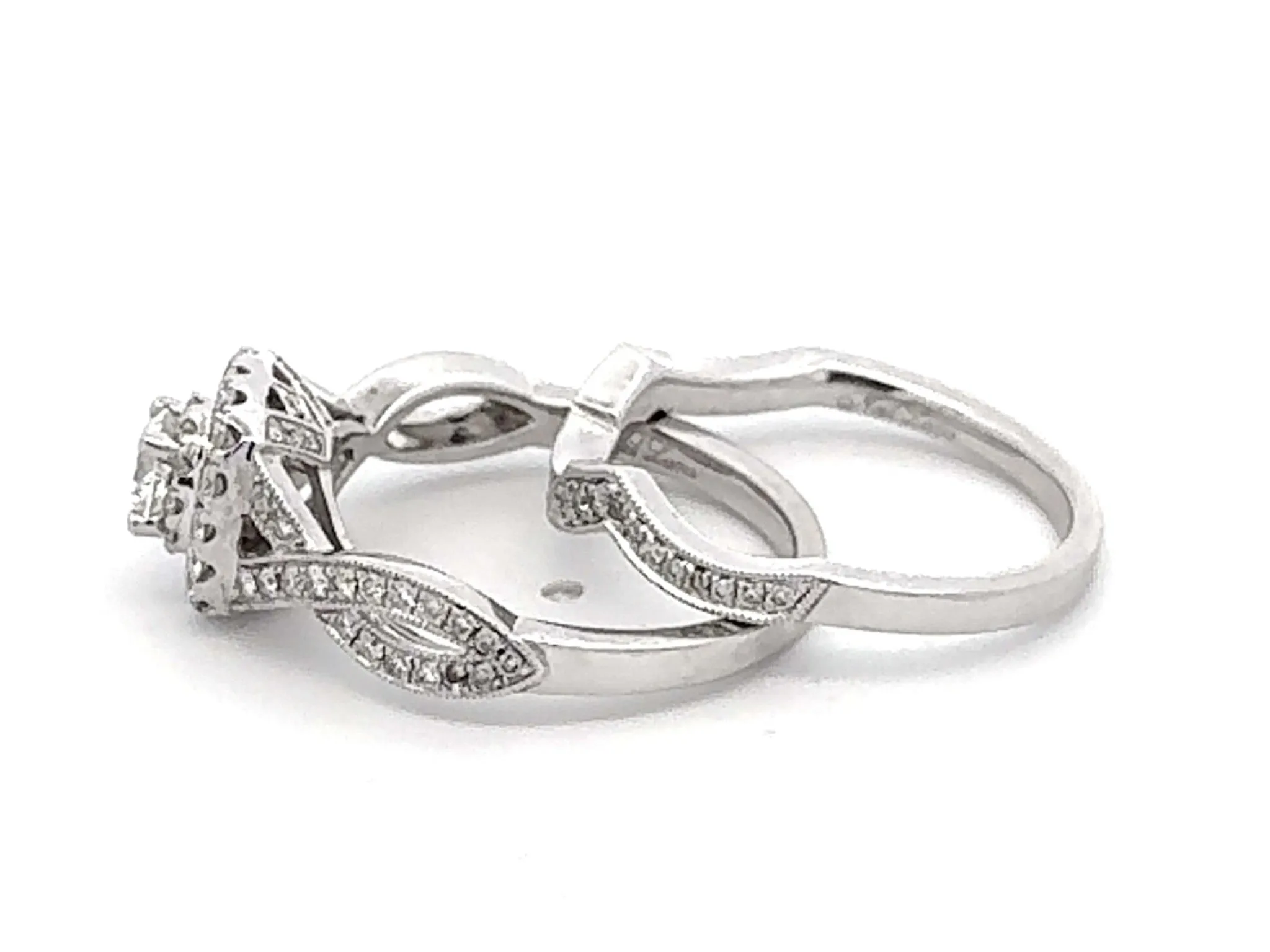 Neil Lane Diamond Engagement Ring and Matching Band 14k White Gold