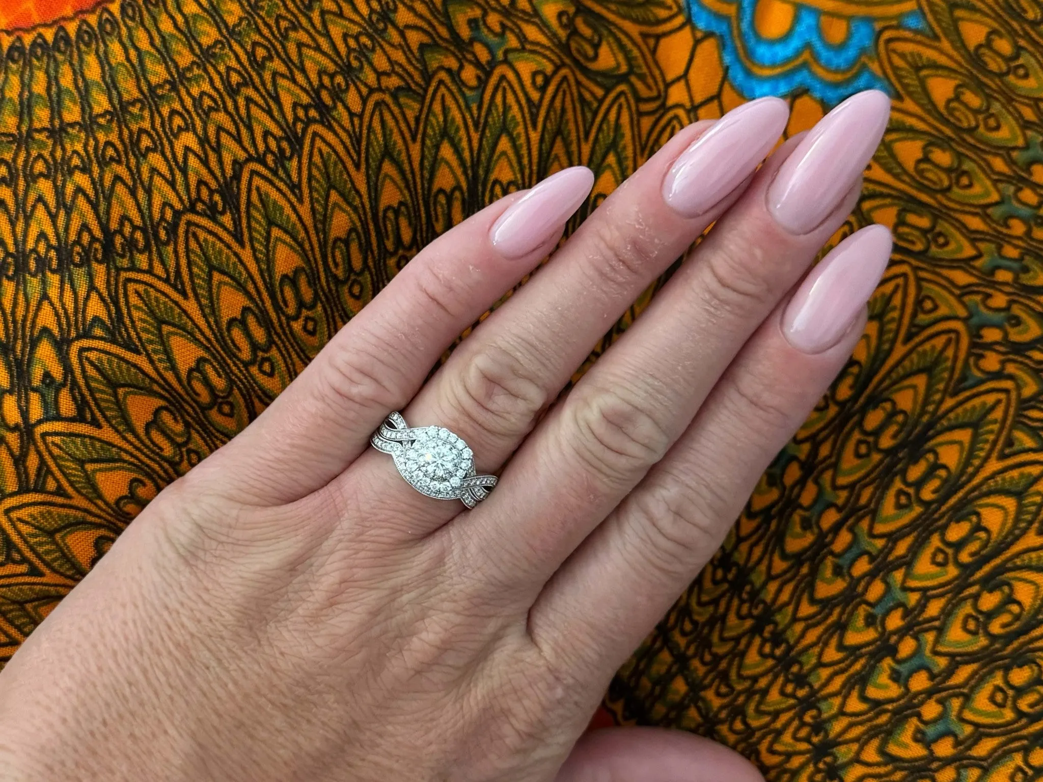 Neil Lane Diamond Engagement Ring and Matching Band 14k White Gold