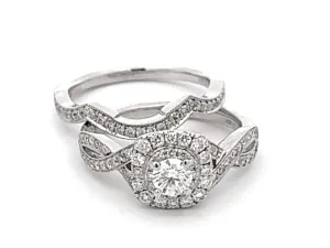 Neil Lane Diamond Engagement Ring and Matching Band 14k White Gold