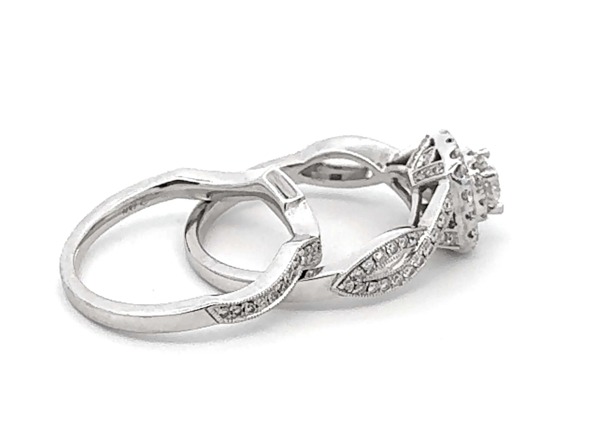 Neil Lane Diamond Engagement Ring and Matching Band 14k White Gold
