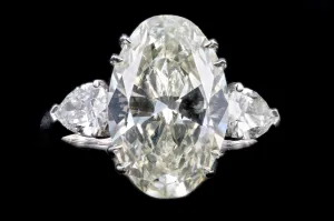 New Platinum 5.46 Carat Oval Cut Diamond Engagement Ring GIA Certified