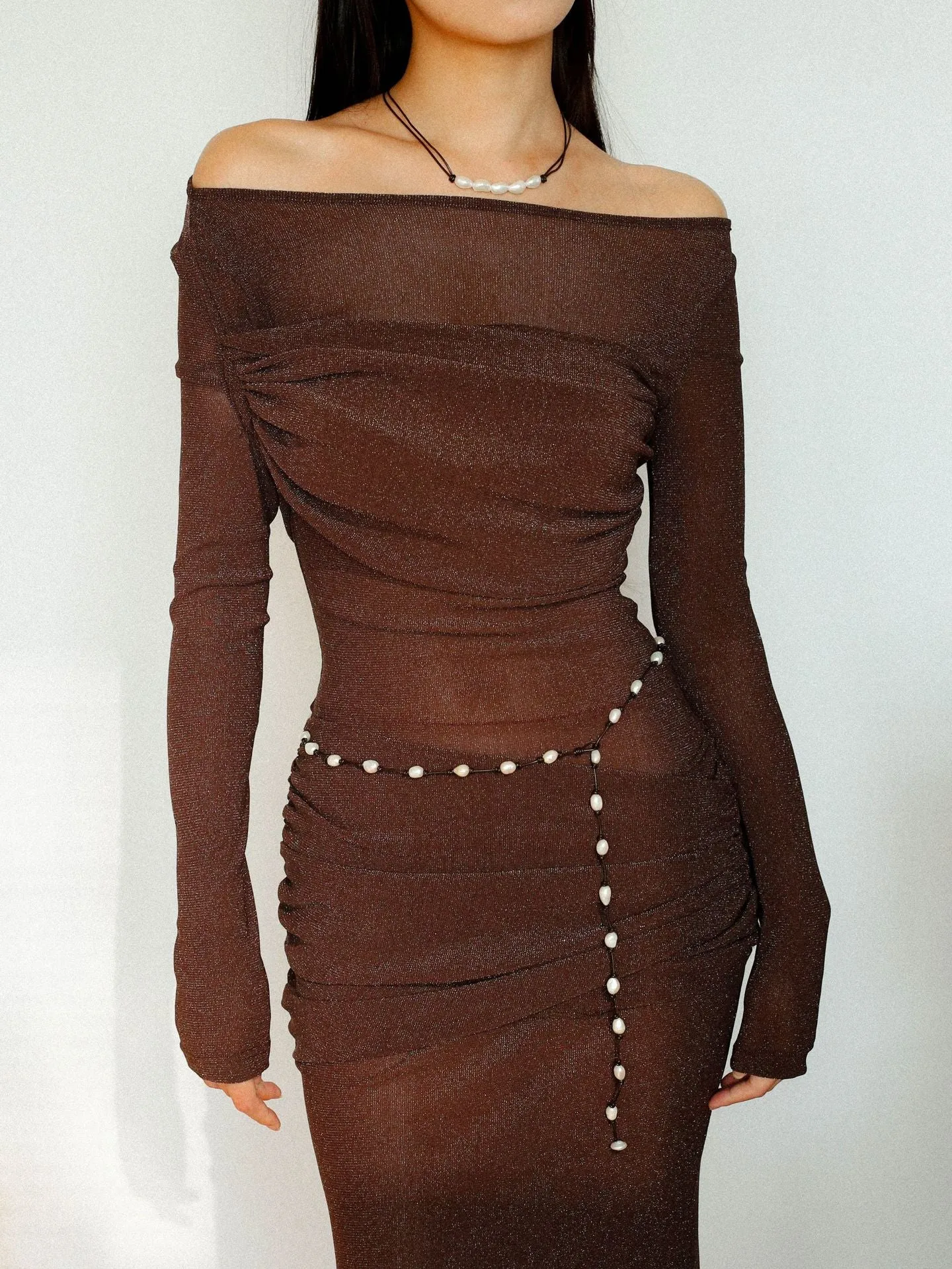 Niche Long Knotted Leather Pearl Long Necklace
