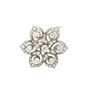 Old cut diamond brooch